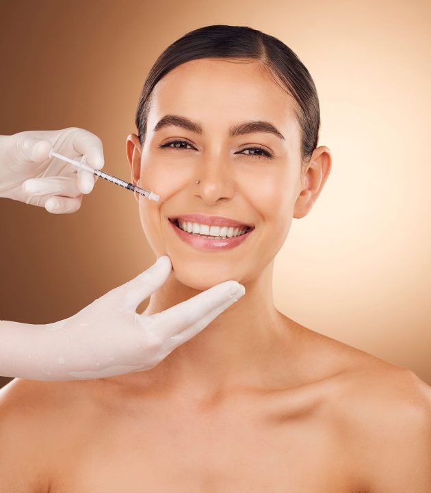 plastic-surgery-hands-face-portrait-or-woman-happ-2023-11-27-05-28-51-utc Plastic surgery hands, face portrait or woman happy for needle facial change, cosmetic process or s.